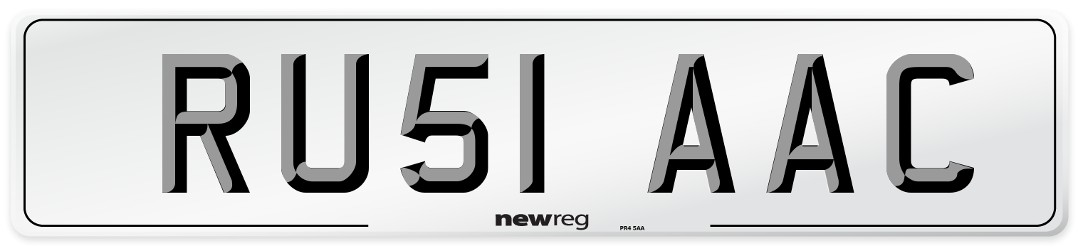 RU51 AAC Number Plate from New Reg